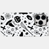 Coques Case-Mate iPhone Éffrayant traditionnel d'Halloween noir et blanc (Verso (horizontal))