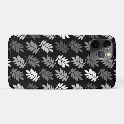 Coques Case-Mate iPhone Elder Leaf Pattern Black White Grey (Dos (Horizontal))