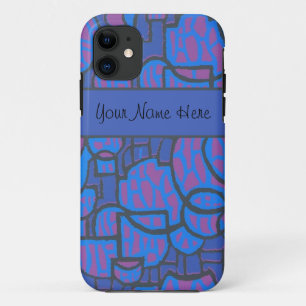 Coques Pour iPhone Electric Blue, Magenta Abstrait, Black Outlines
