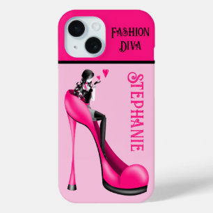 Coque Pour iPhone 15 Élégance Chic : Dame Fashionable Envoyant un Baise