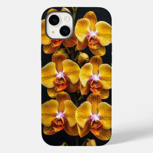Coques Case-Mate iPhone ✨ Élégance de la Fleur d'Orchidée Dorée 💛 Floral (Verso)