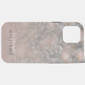 Coques Case-Mate iPhone Élégance en marbre gris et Rose (Verso (horizontal))