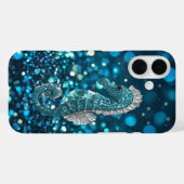 Coques Case-Mate iPhone Élégance en mouvement : Aqua Seahorse sur Aqua Bok (Verso (horizontal))