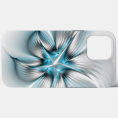 Coques Case-Mate iPhone Élégance florale Art moderne Abstrait bleu fractal (Verso (horizontal))