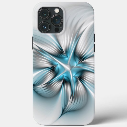 Coques Case-Mate iPhone Élégance florale Art moderne Abstrait bleu fractal (Verso)