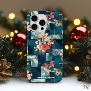 Coque iPhone 15 Pro Max Élégance Florale – Teal & Corail Artistique