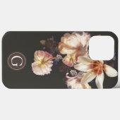 Coques Case-Mate iPhone Élégance foncée Floral Personnalisé Monogramme (Verso (horizontal))
