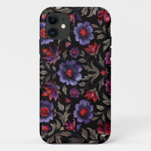 Case-Mate iPhone Case Élégance foncée : Motif floral noir et pourpre
