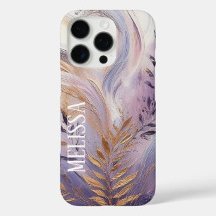 Coques iPhone 16 Pro Élégance lavande or en acrylique avec nom