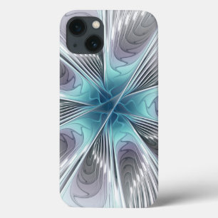 Etui iPhone Case-Mate Élégance Moderne Fleur d'Art Fractal Bleu Gris Bla