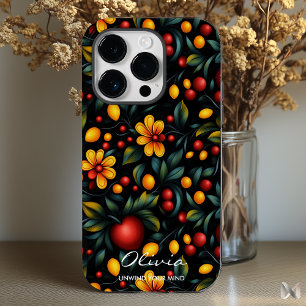 Coque Pour iPhone 14 Pro Élégance moderne florale audacieuse inspirée de Kh