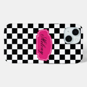 Coques Case-Mate iPhone Élégance monochrome chic avec accent rose (Verso (horizontal))