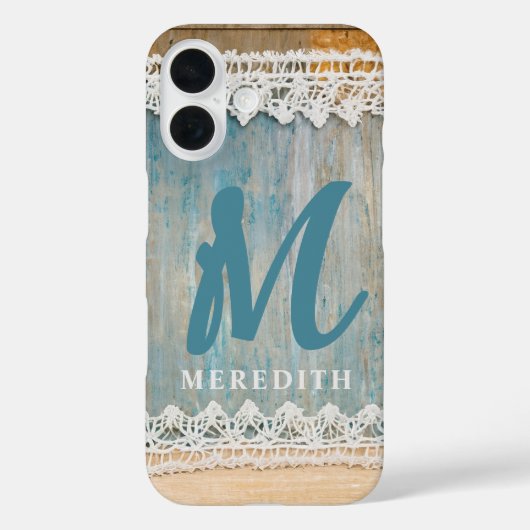 Coques Case-Mate iPhone Elégance rustique Monogramme Burlap Dentelle Barnw (Verso)