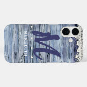 Coques Case-Mate iPhone Elégance rustique Monogramme Dentelle Aquarelle Bo (Verso (horizontal))