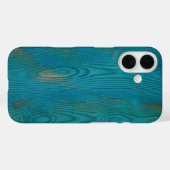 Coques Case-Mate iPhone Élégant Abstrait grain de bois Texture bleu Turquo (Verso (horizontal))