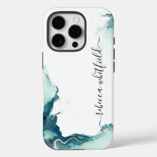 Coques iPhone 16 Pro Élégant Agate Marbre Motif Monogramme Script
