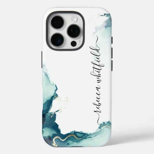 Coques Case-Mate iPhone Élégant Agate Marbre Motif Monogramme Script (Verso)