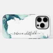 Coques Case-Mate iPhone Élégant Agate Marbre Motif Monogramme Script (Verso (horizontal))