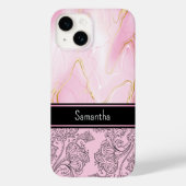 Coques Case-Mate iPhone Élégant Agate Rose Or Monogrammé (Verso)