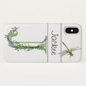Coques Case-Mate iPhone Elégant alphabet J Lavender Eucalyptus Dragonfly (Dos (Horizontal))
