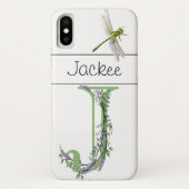Coques Case-Mate iPhone Elégant alphabet J Lavender Eucalyptus Dragonfly (Dos)