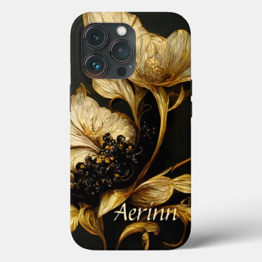 Coques Case-Mate iPhone Élégant appareil téléphonique baroque noir & or Fl (Verso)