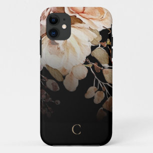 Case-Mate iPhone Case Elégant aquarelle Floral Monogramme Noir