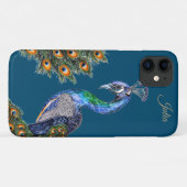 Coques Case-Mate iPhone Elégant Aquarelle Peacock Personnalisé (Dos (Horizontal))