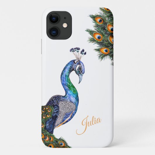 Coques Case-Mate iPhone Elégant Aquarelle Peacock Personnalisé (Dos)