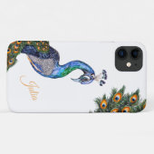 Coques Case-Mate iPhone Elégant Aquarelle Peacock Personnalisé (Dos (Horizontal))