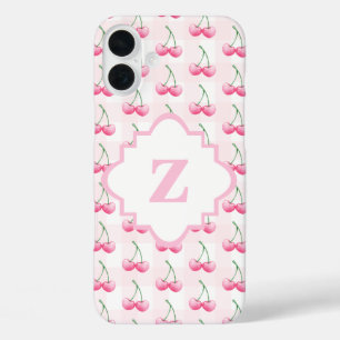 Coques iPhone 16 Plus Elégant aquarelle rose cerisier Monogramme