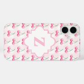 Coques Case-Mate iPhone Elégant aquarelle rose cerisier Monogramme (Verso (horizontal))