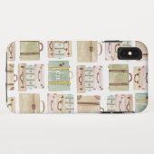 Coques Case-Mate iPhone Élégant Aquarelle valise bagages Monogramme (Dos (Horizontal))