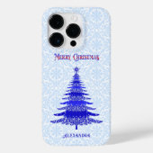 Coques Case-Mate iPhone Elégant arbre de Noël bleu Personnalisé (Verso)
