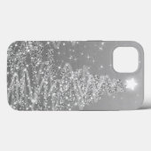 Coques Case-Mate iPhone Élégant Argent de Noël Étincelant (Verso (horizontal))