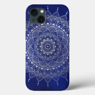 Case-Mate iPhone Case Elégant argent sur le bleu profond floral Henna M