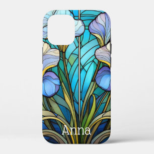 Case-Mate iPhone Case Élégant Art Nouveau Floral Bleu Vitrage Iris