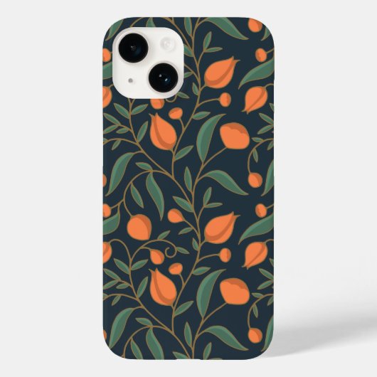 Coques Case-Mate iPhone Elégant Art Nouveau Orange Main Florale Tirée (Verso)