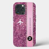 Coques Case-Mate iPhone Élégant avion Pink Silver Parties scintillant mono (Verso)
