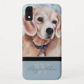 Coques Case-Mate iPhone Élégant Beagle moderne w Monogramme Nom (Dos)