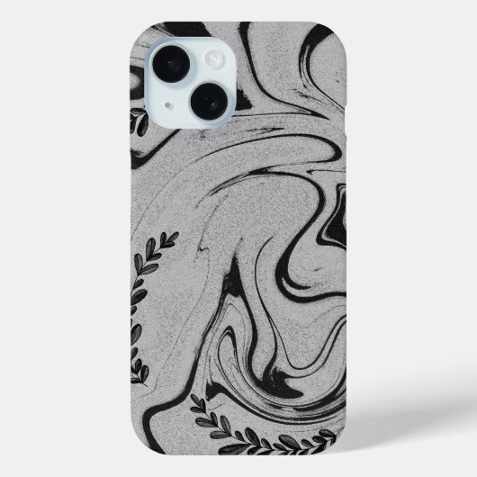 Coques Case-Mate iPhone Elegant Black and White Marble Leaf Swirl iPhone 1 (Verso)