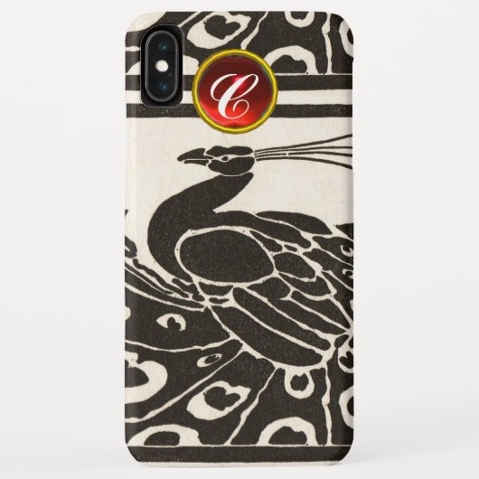 COQUES Case-Mate iPhone ÉLÉGANT BLACK BLACK PEACOCK RED RUBY GEM MONOGRAM (Dos)