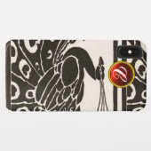 COQUES Case-Mate iPhone ÉLÉGANT BLACK BLACK PEACOCK RED RUBY GEM MONOGRAM (Dos (Horizontal))