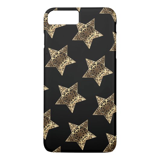 Coques Case-Mate iPhone Elégant Black et Gold Look Etoiles Motif (Dos)