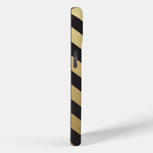 Coques Case-Mate iPhone Élégant Black Gold Stripes Monogramme (Verso / Droite)