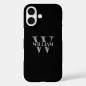 Coques Case-Mate iPhone Elegant black &gray white Personalized monogram (Verso)