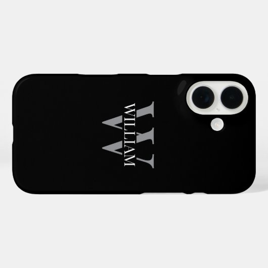 Coques Case-Mate iPhone Elegant black &gray white Personalized monogram (Verso (horizontal))