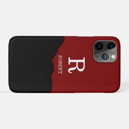 Coques Case-Mate iPhone Elegant Black & red custom initial name (Dos (Horizontal))