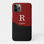 Coques Case-Mate iPhone Elegant Black & red custom initial name (Dos)