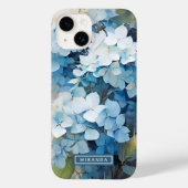 Coques Case-Mate iPhone Élégant bleu aquarelle Hydrangea Nom Modèle (Verso)